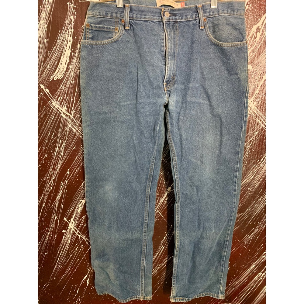 Levis 505 Straight Fit Mens Blue Denim Jeans Medium Wash 36x32 Cotton 2387